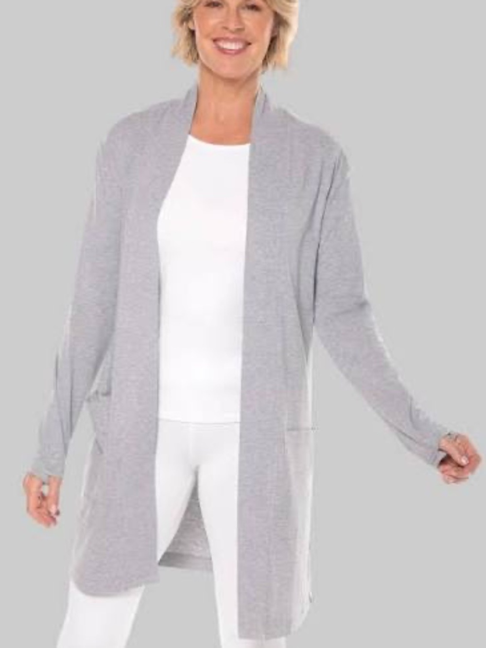 Coolibar UPF 50 Heather Gray Corbella Cardigan M